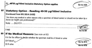 “Statutory Option” rather than requirement to provide blood or urine samples